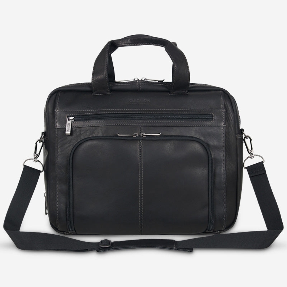 Kenneth Cole Black Leather Messenger Bag